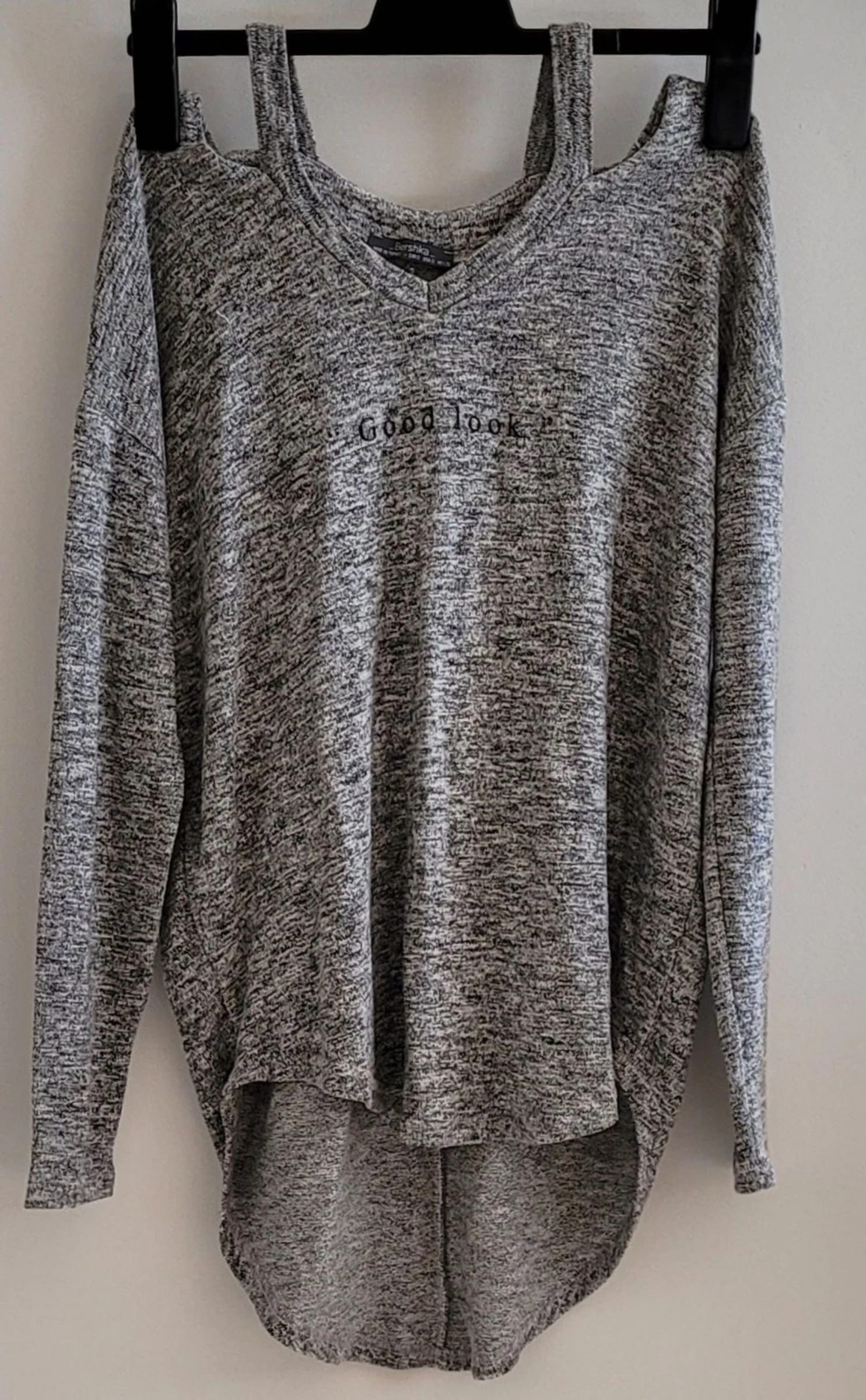 Bershka Suéter TS/TFr36 - Cinza Mesclado - Leve - Ombros Descobertos e Cai até o bumbum em OTB – photo 3